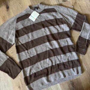 Alpaca Tamon NWT Men’s Brown & Grey Striped Sweater Size L